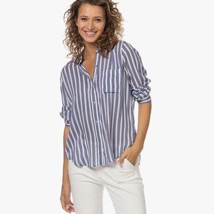 Rails, Size L, Blue and White Striped Rayon Top